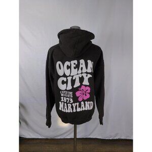 Gildan Hoodie Sweatshirt Medium Brown Ocean City Maryland Pullover